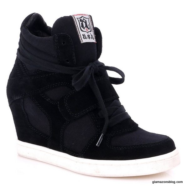 Black Wedge Sneakers