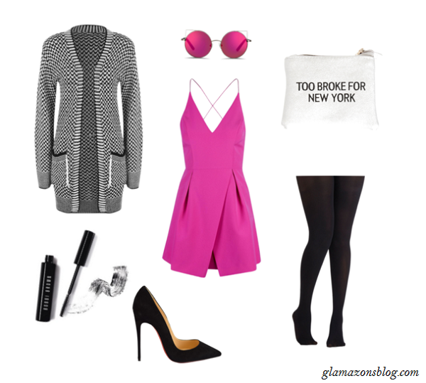 Hot-Pink-Dress-Opaque-Tights-Chunky-Cardigan-Spring-Fashion-Glamazonsblog