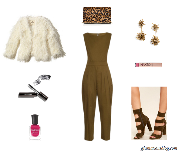 jumpsuit-shaggy-fur-jacket-block-heels-thanksgiving-outfit-idea-glamazonsblog