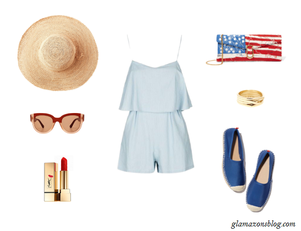 Pastel-Romper-Espadrilles-Straw-Hat-American-Flag-Clutch-Fourth-of-July-Fashion-Glamazonsblog