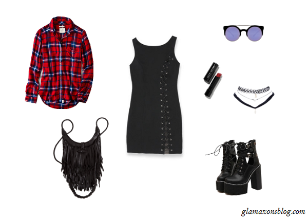 What-to-Wear-to-Coachella-Plaid-Button-Down-Black-Dress-Fashion-Glamazonsblog