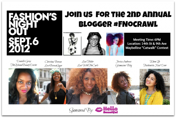 GLAM EVENTS: Join Us for the 2012 Fashion’s Night Out Blogger Crawl Sponsored by Hello Beautiful! #FNOCrawl