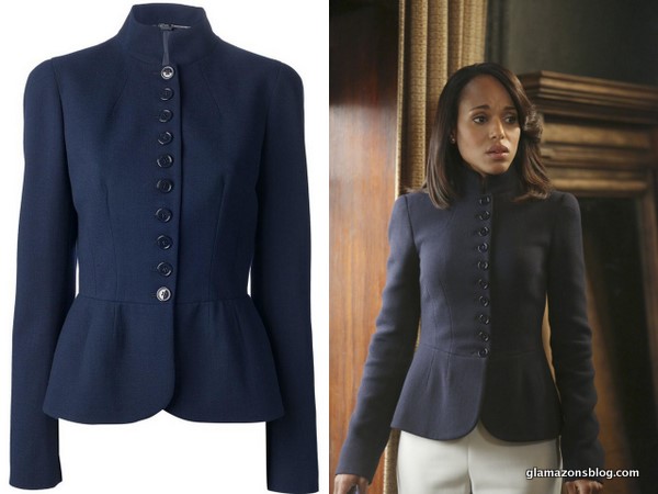 Scandal Fashion Recap: Olivia Pope’s Alexander McQueen Military Style Peplum Jacket and Escada Grey Suit