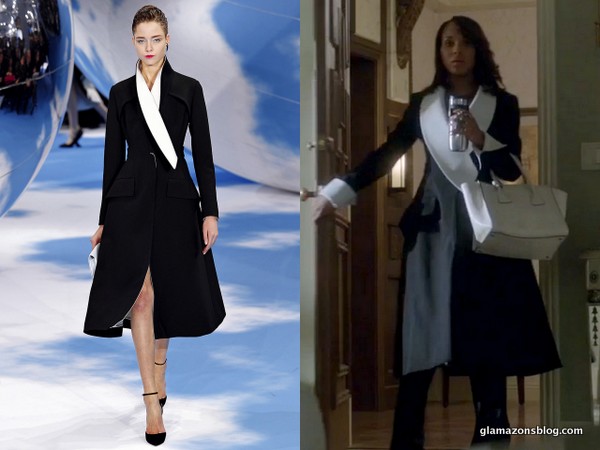 Scandal Fashion Recap: Olivia Pope’s Christian Dior Fall 2013 Black and White Coat