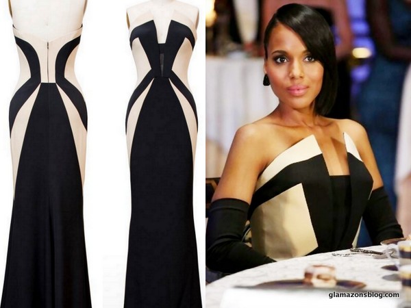 scandal-fashion-olivia-pope-rubin-singer-black-ecru-silk-gown-fall-2014