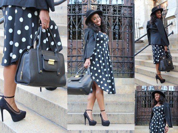 street-style-church-target-polka-dot-dress-blazer-just-fab-jena-phillip-lim-for-target-bag-opener