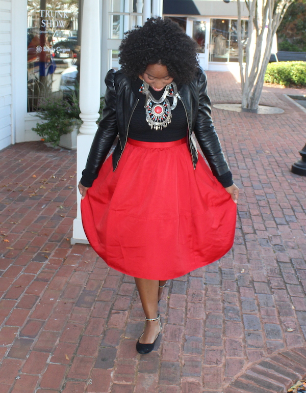 street-style-express-high-waist-full-midi-skirt-red-kendra-scott-naomi-double-ring-zara-flats-black-long-sleeve-crop-top-forever-21-leather-jacket-hm-necklace-glamazons-blog-4