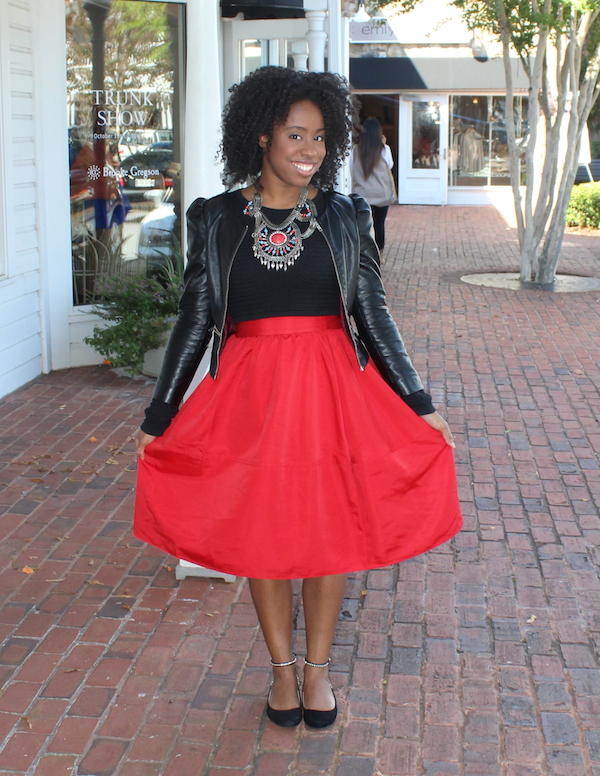 street-style-express-high-waist-full-midi-skirt-red-kendra-scott-naomi-double-ring-zara-flats-black-long-sleeve-crop-top-forever-21-leather-jacket-hm-necklace-glamazons-blog-5