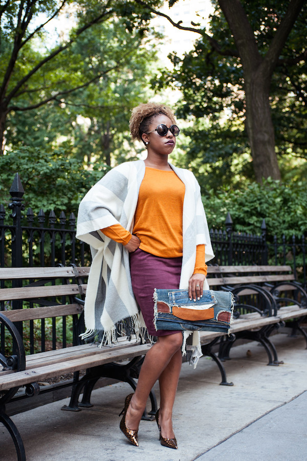 street-style-poncho-denim-patchwork-clutch-leopard-pumps-plum-lipstick-jessica-c-andrews-glamazons-blog